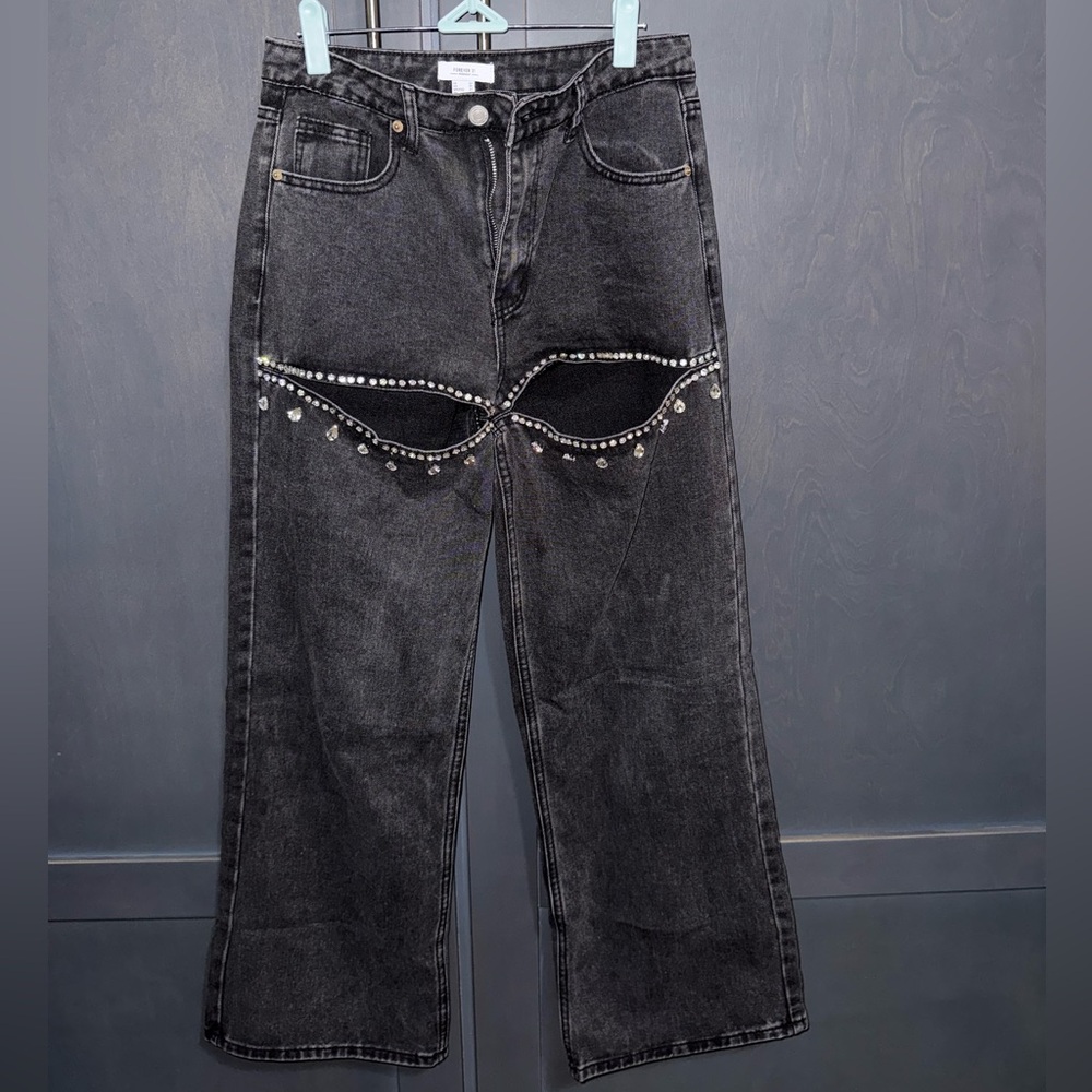 Embellished Black Denim Jeans - Picture 1 of 7